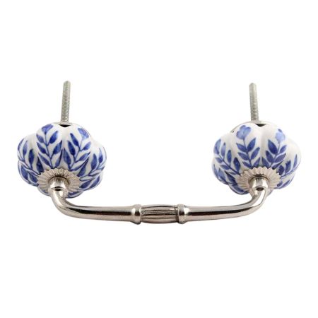 Blue Agapanthus Floral  Ceramic Bridge Handle